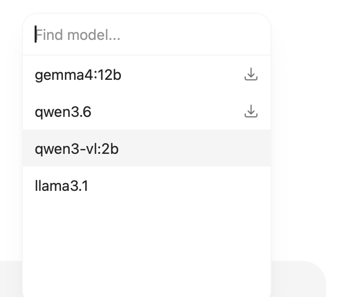 Ollama App 中选择 qwen3-vl:2b 模型